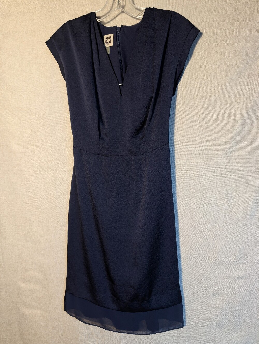 Anne Klein Navy Cap-Sleeve Sheath Dress